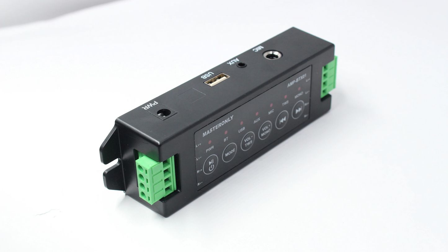 MASTERONLY 2-Channel 5.1 Bluetooth Amp for Passive Speakers – TWS, AUX, Wall/Ceiling/Bookshelf