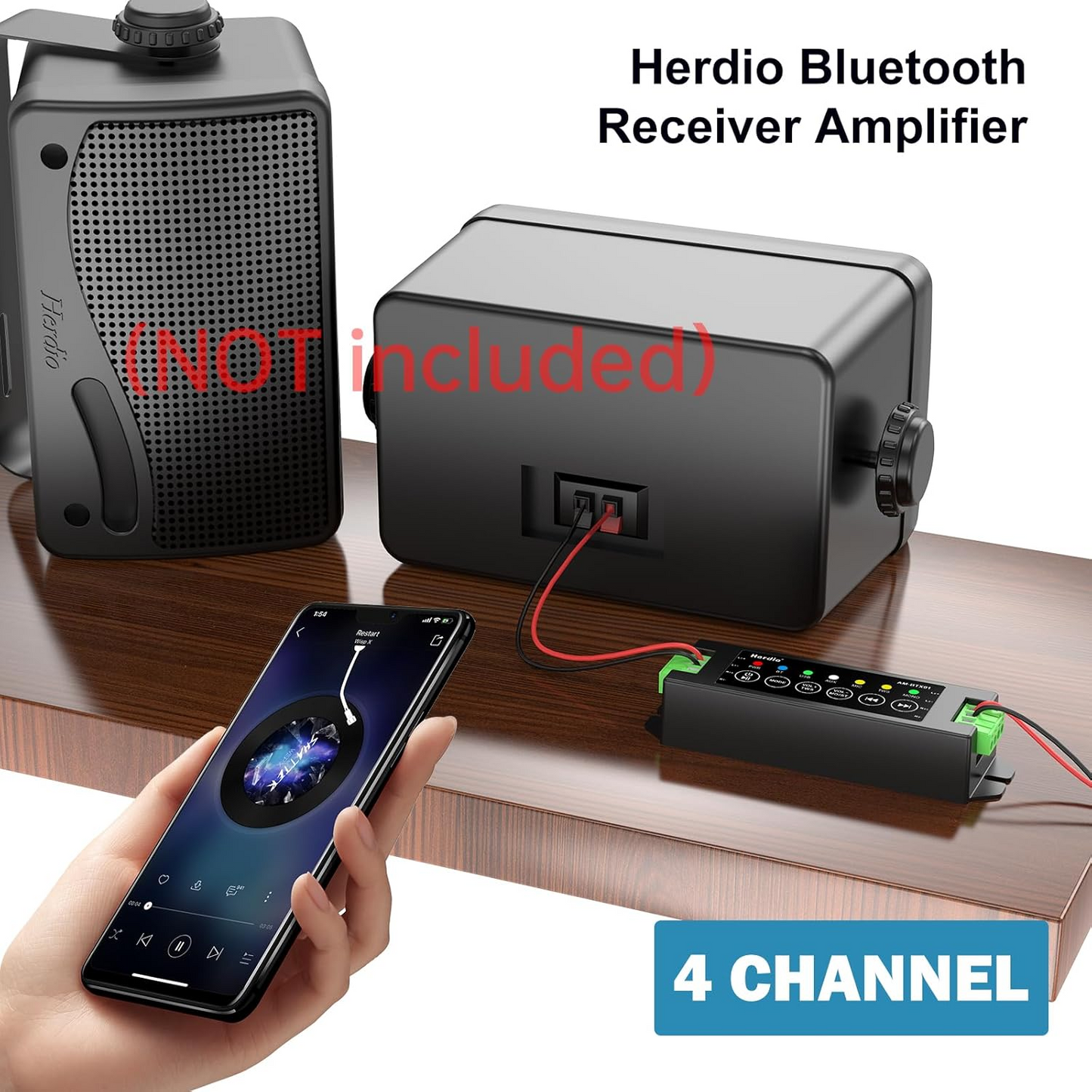 Masteronly 4-Channel Bluetooth Amplifier 200W | Home Marine Audio Amp Receiver