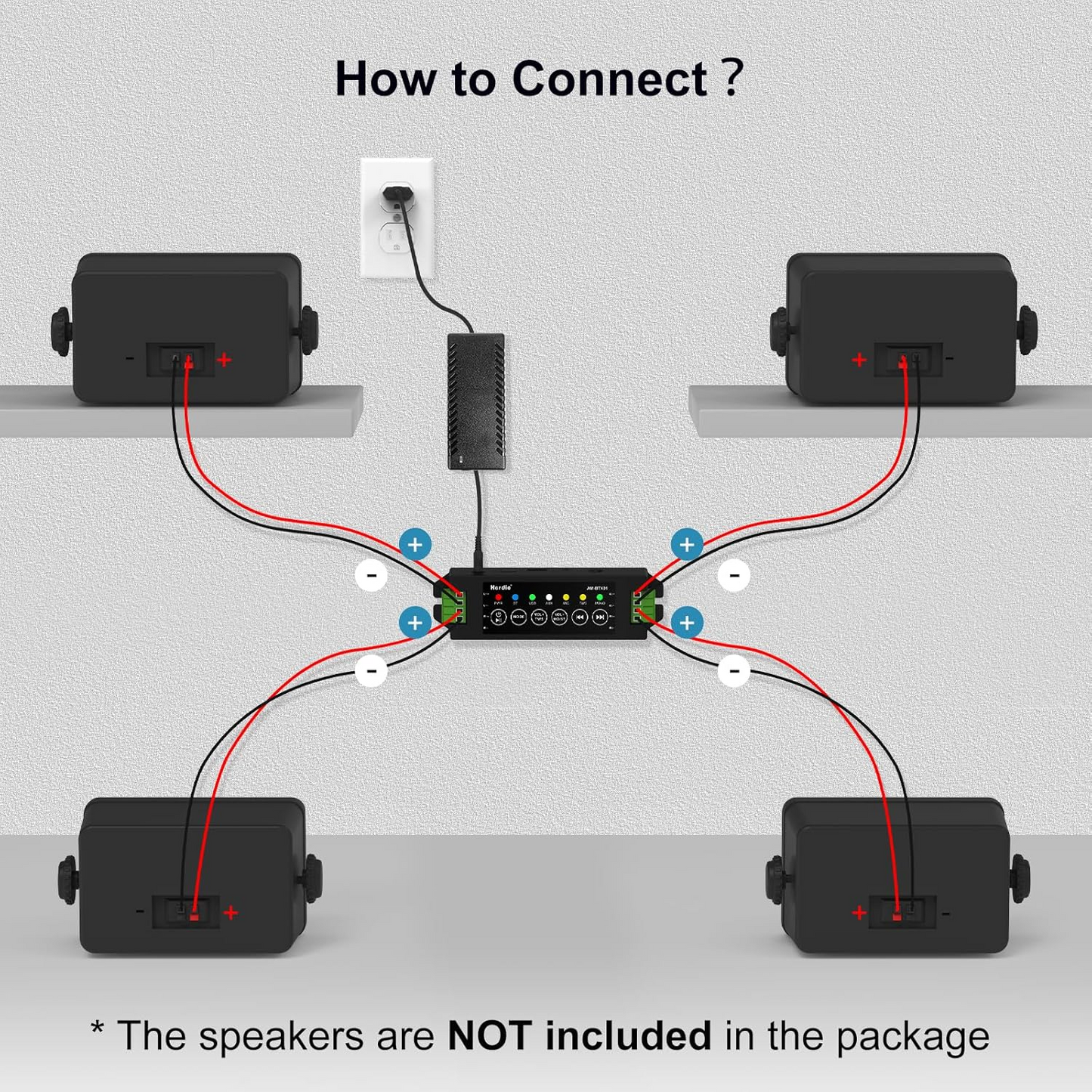Masteronly 4-Channel Bluetooth Amplifier 200W | Home Marine Audio Amp Receiver
