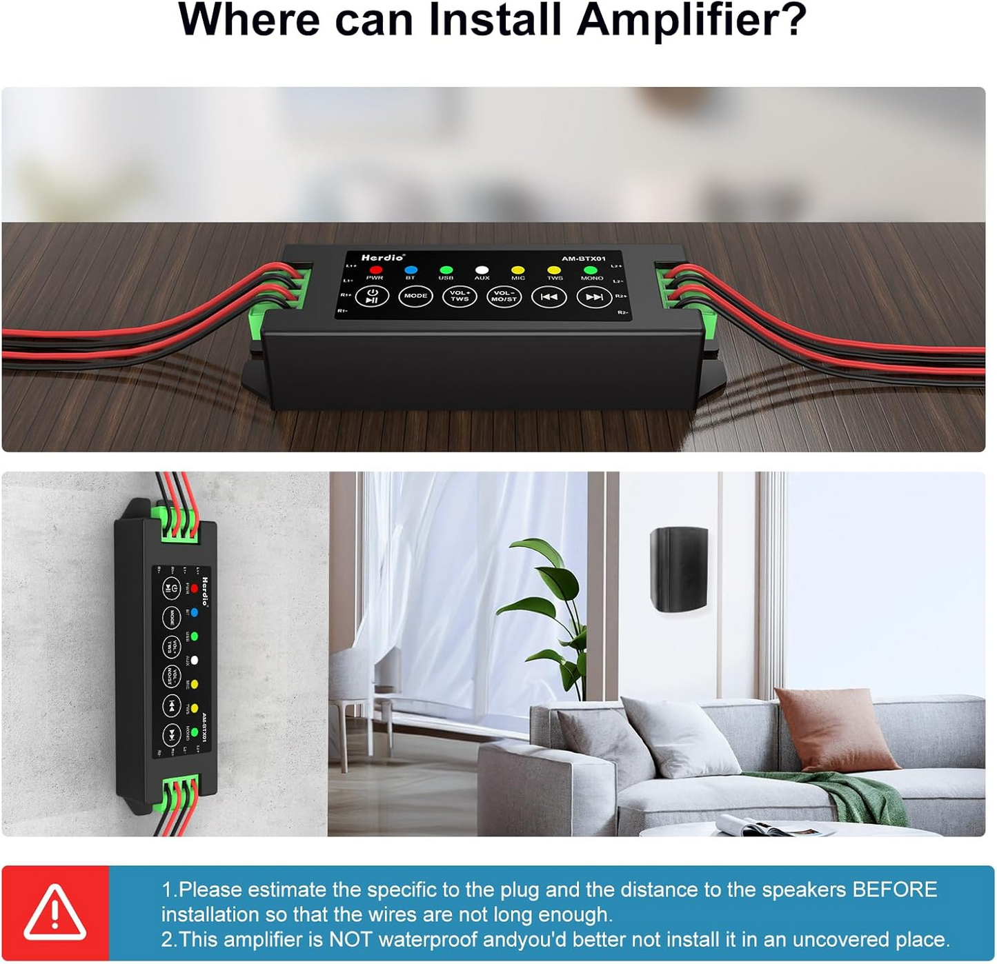 Masteronly 4-Channel Bluetooth Amplifier 200W | Home Marine Audio Amp Receiver