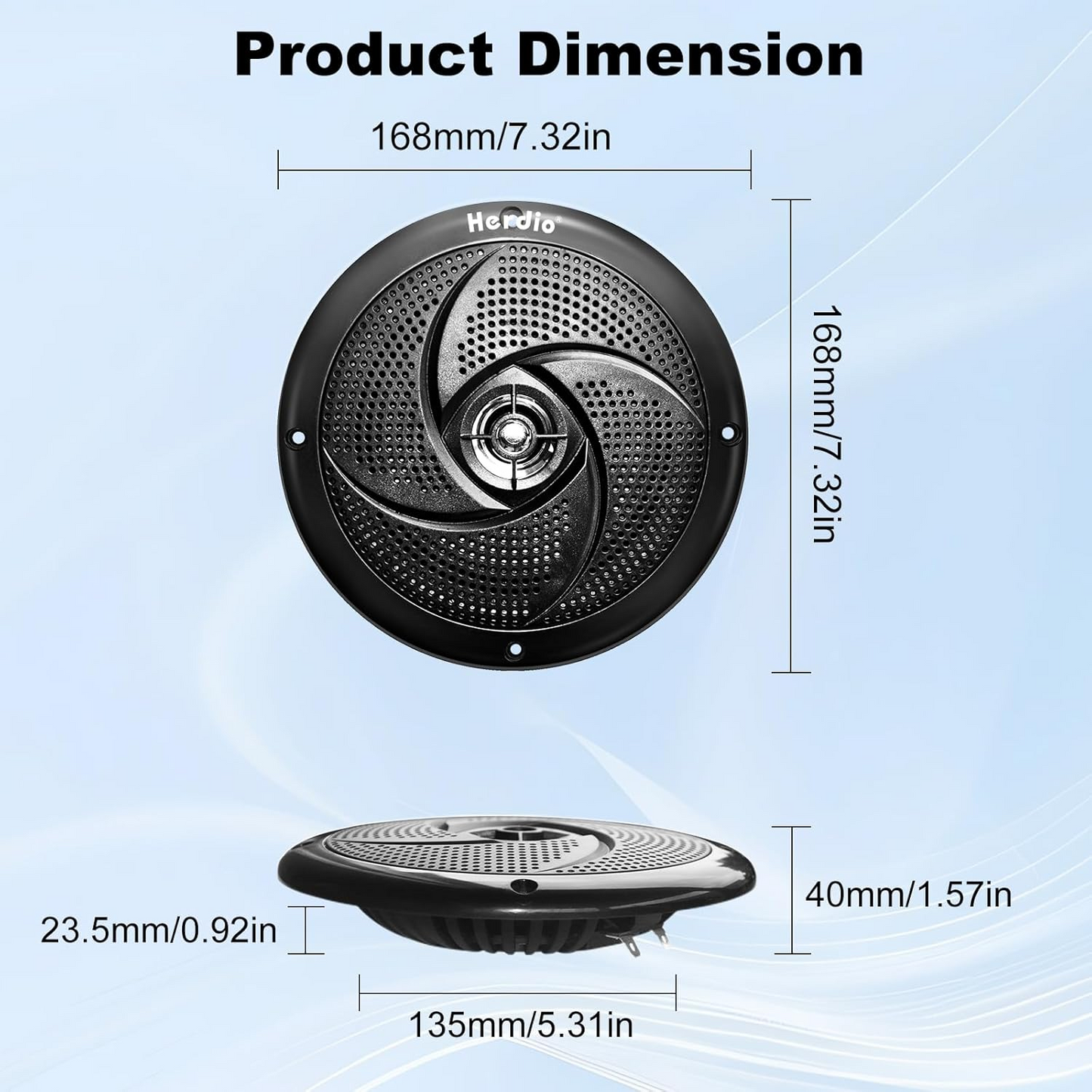 Masteronly 6.5 Inch 240W Waterproof Marine Speakers - 2 Way Weather Resistant with LED Lights, and Low Profile Slim Style for Ooutdoor Boat，RV