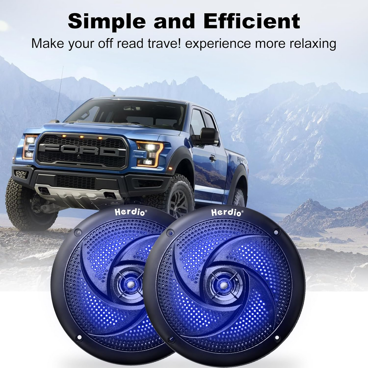 Masteronly 6.5 Inch 240W Waterproof Marine Speakers - 2 Way Weather Resistant with LED Lights, and Low Profile Slim Style for Ooutdoor Boat，RV