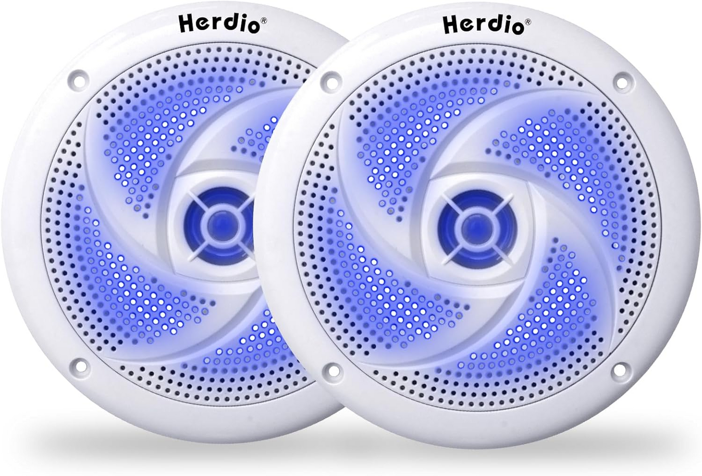 Masteronly 6.5 Inch 240W Waterproof Marine Speakers - 2 Way Weather Resistant with LED Lights, and Low Profile Slim Style for Ooutdoor Boat，RV