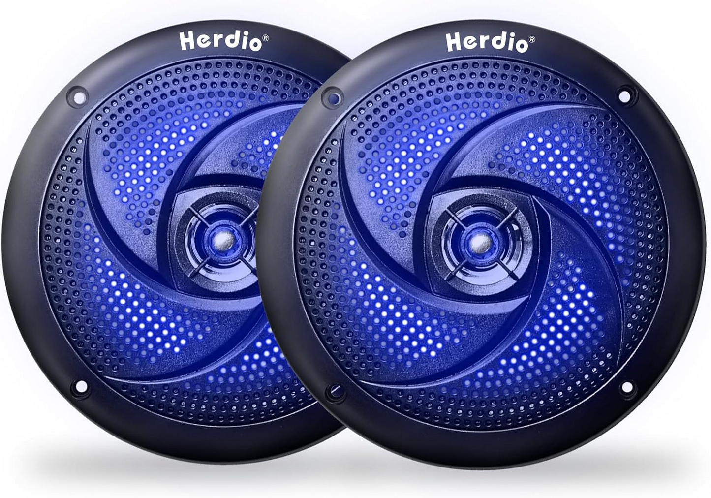 Masteronly 5.25 Inch 160W Waterproof Marine Speakers - 2 Way Weather Resistant with LED Lights, and Low Profile Slim Style Suitable for Boat, RV, ATV, UTV, Golf Cart (1 Pair, White)