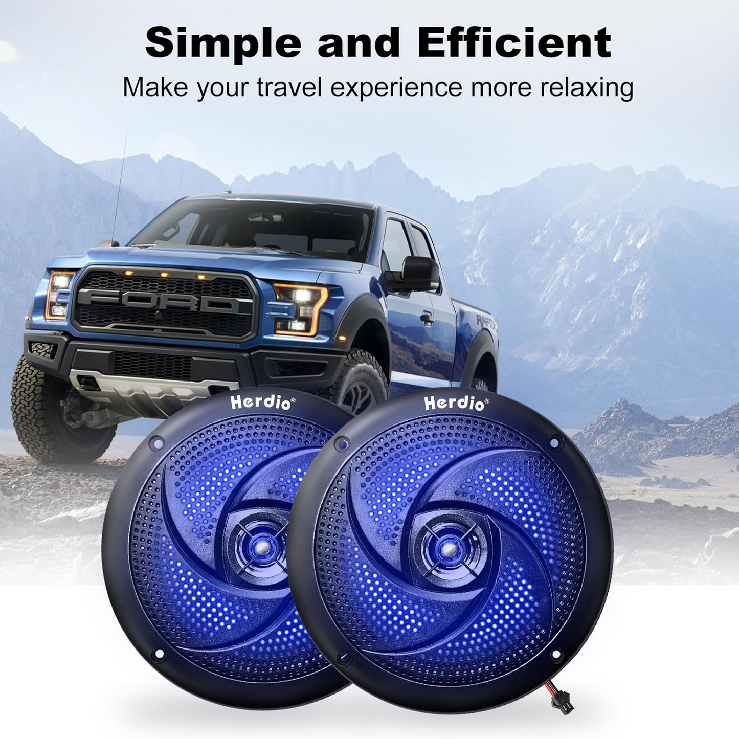 Masteronly 5.25 Inch 160W Waterproof Marine Speakers - 2 Way Weather Resistant with LED Lights, and Low Profile Slim Style Suitable for Boat, RV, ATV, UTV, Golf Cart (1 Pair, White)
