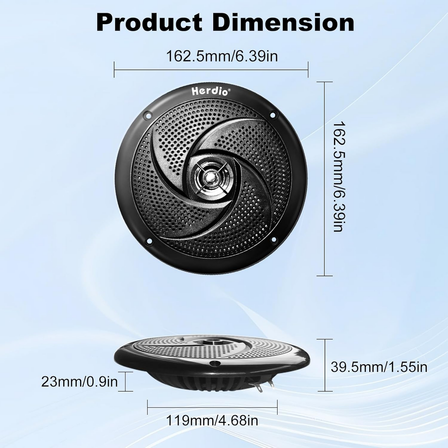 Masteronly 5.25 Inch 160W Waterproof Marine Speakers - 2 Way Weather Resistant with LED Lights, and Low Profile Slim Style Suitable for Boat, RV, ATV, UTV, Golf Cart (1 Pair, White)