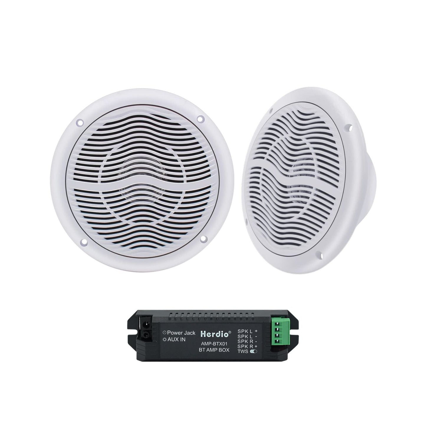 Herdio 6.5 inch waterproof Bluetooth marine ceiling speakers 120W for boats and bathrooms