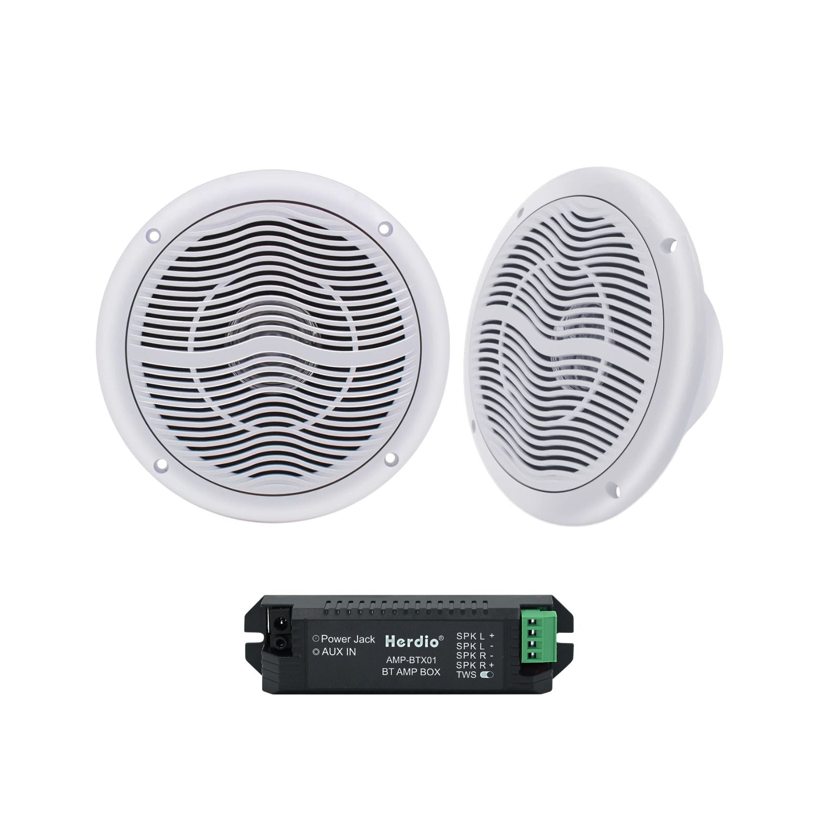 Herdio 6.5 inch waterproof Bluetooth marine ceiling speakers 120W for boats and bathrooms