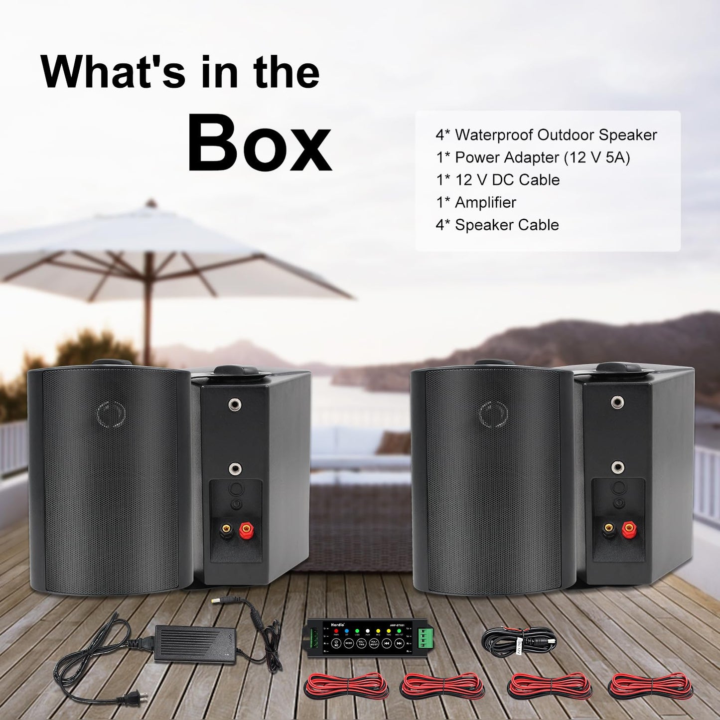 Masteronly 4" 400W Bluetooth Outdoor Speakers Weatherproof | Wireless Patio Audio