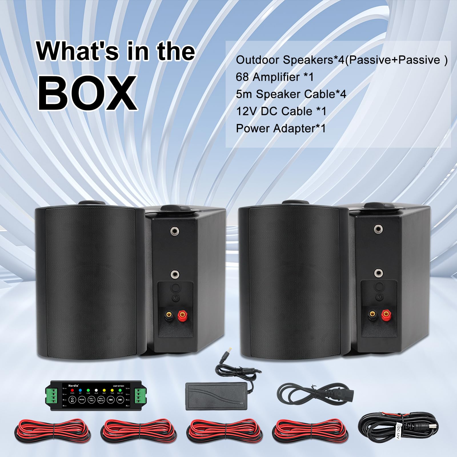 Herdio 5.25" Outdoor Bluetooth Speakers 600W Powerful Sound