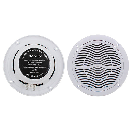 Herdio 6.5 inch waterproof marine speakers HMS-6005W 120W for boats and yachts