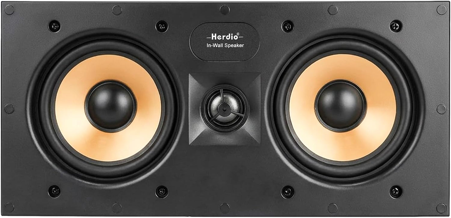 Masteronly 2-Way 5.25 Inch in-Wall Center Channel Speaker, 5.25" Woofer & 1" Silk Dome Tweeter, Home Theater, Whole House Audio, Covered Patio, Magnetic, Paintable Grille (Single, White)