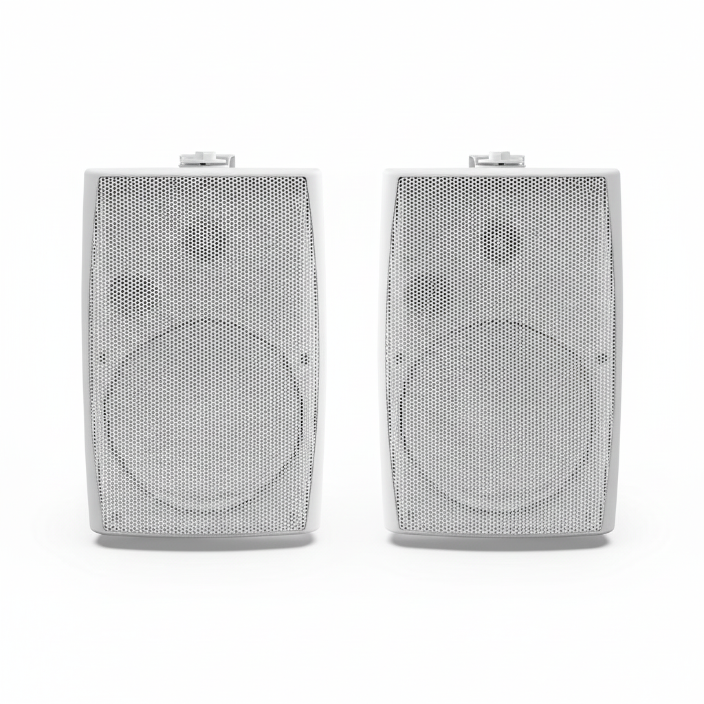 Herdio 8 inch outdoor Bluetooth speakers in white - waterproof wall mount audio system alternative color option