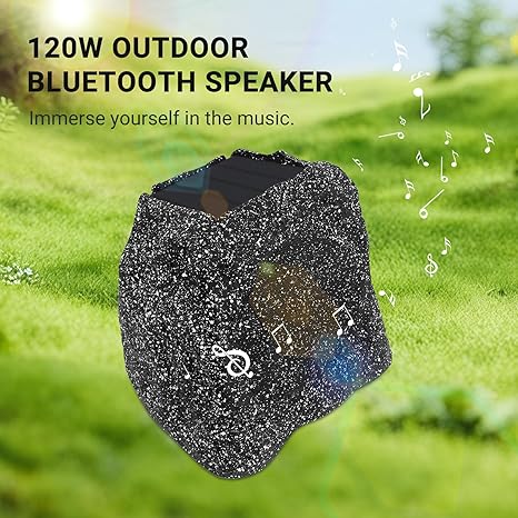 Masteronly 8" Solar Rock Bluetooth Speakers Powered 120 Watt With Rechargeable Battery