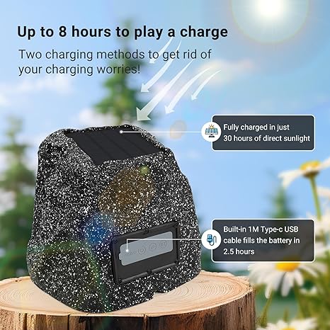 Masteronly 6.5" Solar Rock Bluetooth Speakers 100 W Powered With Rechargeable Battery