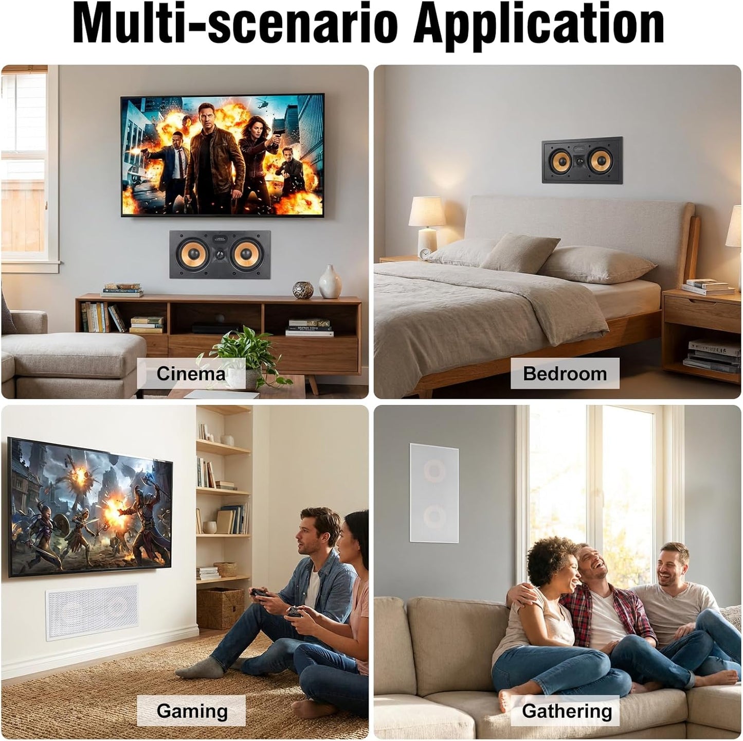 Masteronly 2-Way 5.25 Inch in-Wall Center Channel Speaker, 5.25" Woofer & 1" Silk Dome Tweeter, Home Theater, Whole House Audio, Covered Patio, Magnetic, Paintable Grille (Single, White)