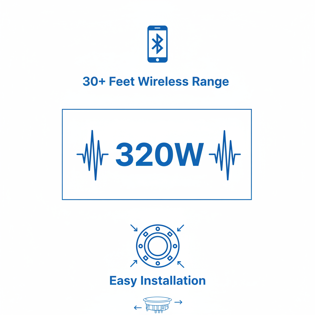 Herdio HCS818-16BT key features - Bluetooth connectivity, 320W power, 2-way audio system