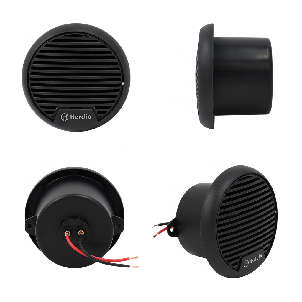 Herdio 3 inch marine speakers 360 degree view multiple angles product display