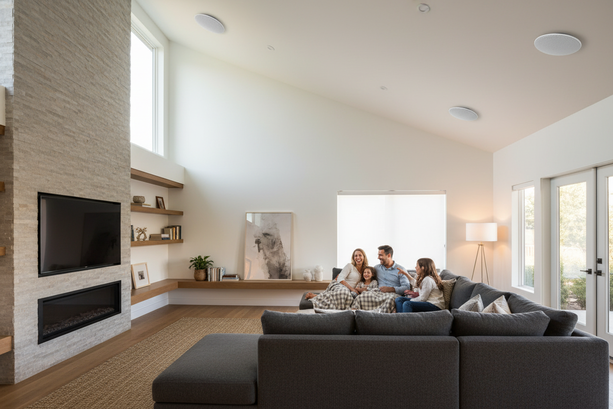 Herdio HCS418PRS ceiling speaker close-up showing premium build quality and sleek design