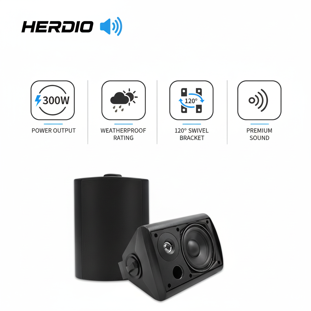Herdio 5.25 inch outdoor speaker multiple angle view showing design and build quality