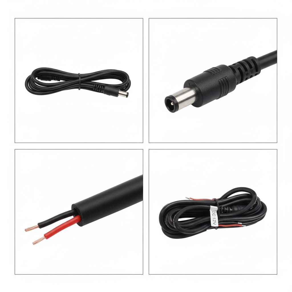 Herdio audio power cable multiple angle view showing connector and wire gauge
