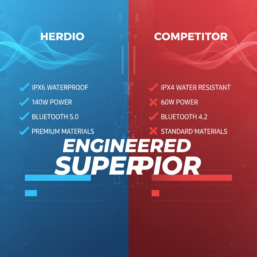 Herdio marine speakers comparison chart premium features infographic