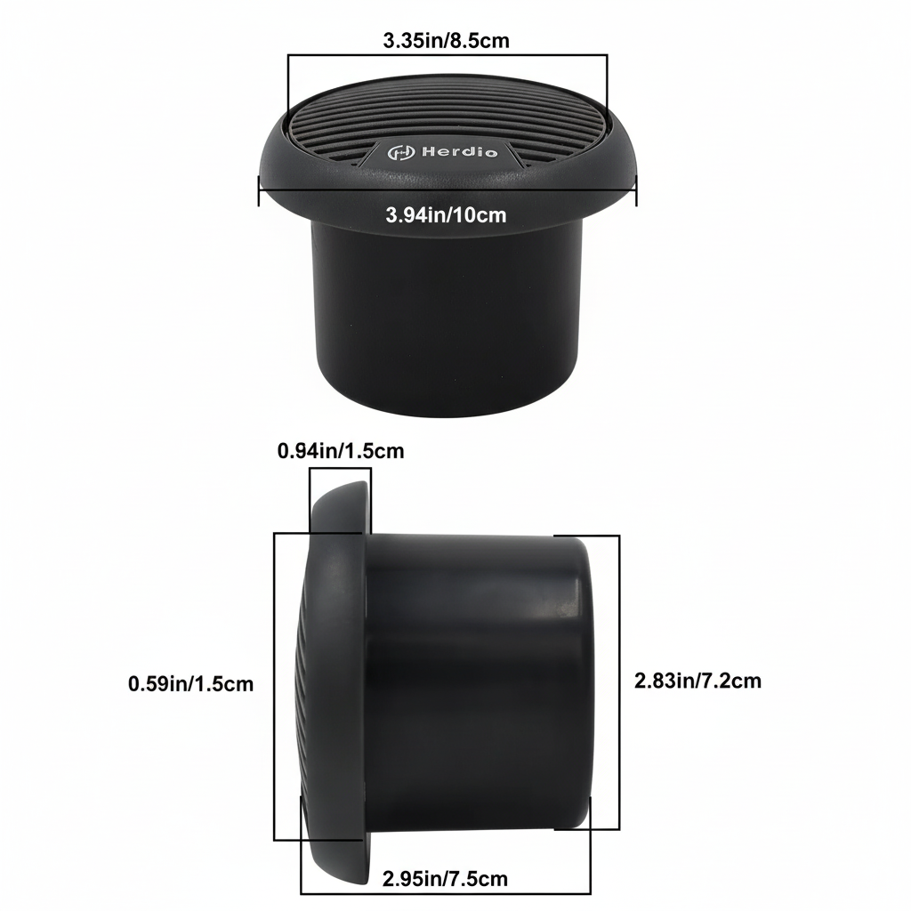 Herdio 3 inch marine speakers installation dimensions precise measurements technical specs