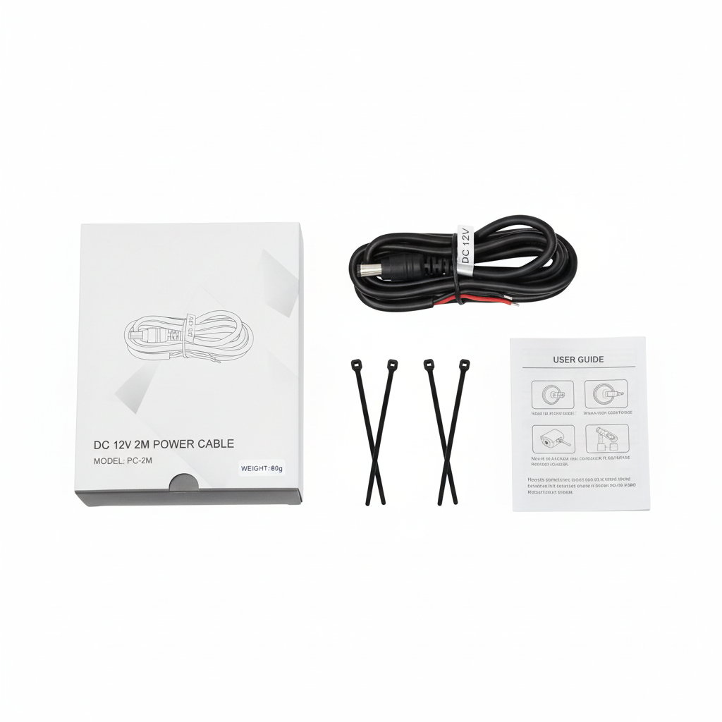 DC 12V 2M power cable package contents and included accessories