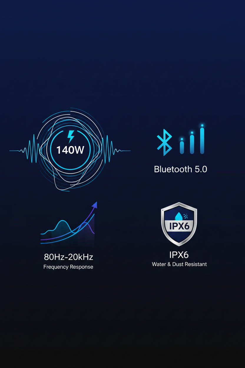 Herdio marine speakers technical specifications visualization 140 watt power output