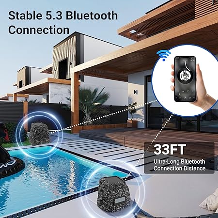 Masteronly 6.5" Solar Rock Bluetooth Speakers 200W Powered With Rechargeable Battery