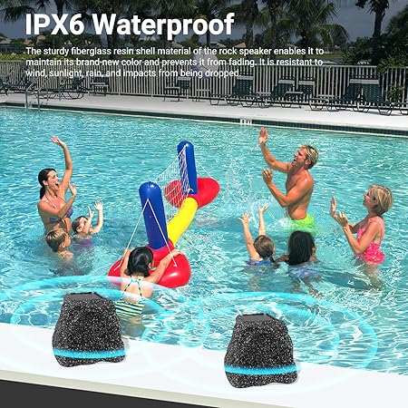 Masteronly 6.5" Solar Rock Bluetooth Speakers 200W Powered With Rechargeable Battery