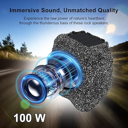 Masteronly 6.5" Solar Rock Bluetooth Speakers 200W Powered With Rechargeable Battery