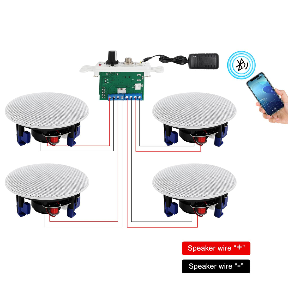Herdio 4" Bluetooth Ceiling Speakers 320 Watts for Perfect Sound