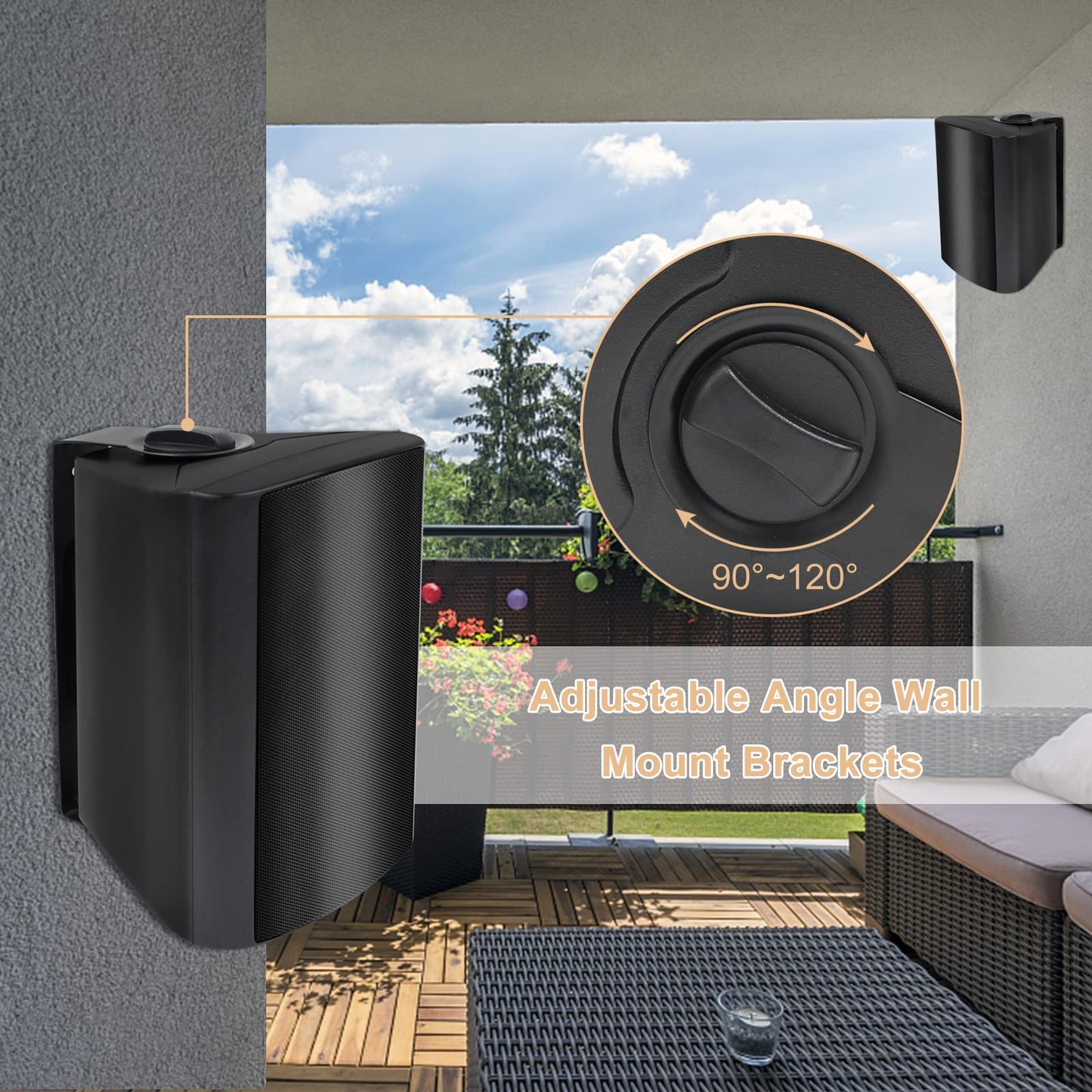 Masteronly 4" 400W Bluetooth Outdoor Speakers Weatherproof | Wireless Patio Audio