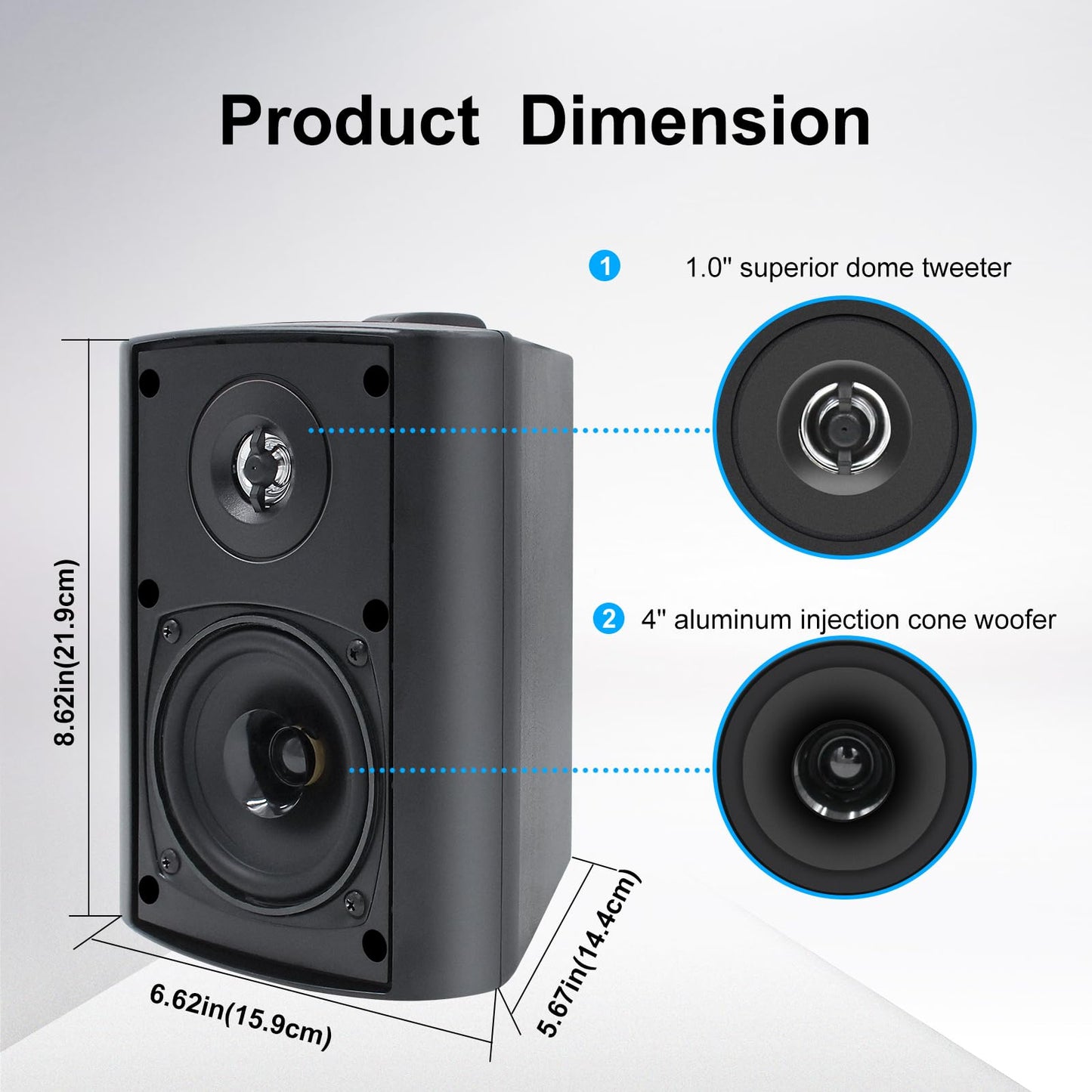 Herdio 4" Bluetooth Outdoor Speakers 400 Watts High Power Weatherproof