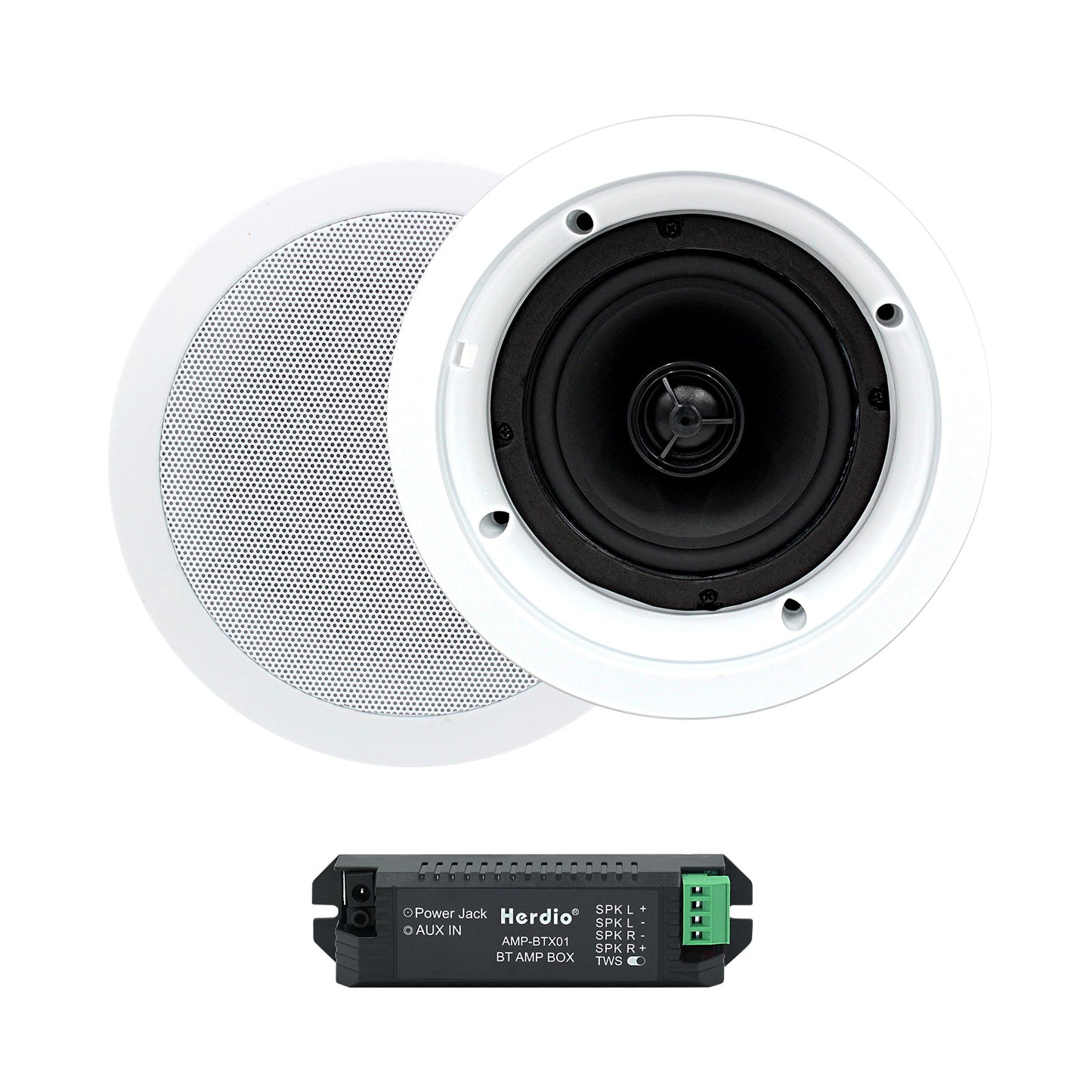 Herdio 5.25 inch Bluetooth ceiling speakers 300W - premium in-ceiling audio system for home theater and whole house sound