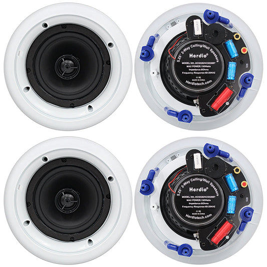 Herdio 5.25 inch in-ceiling speakers 600W 4-pack premium home audio system
