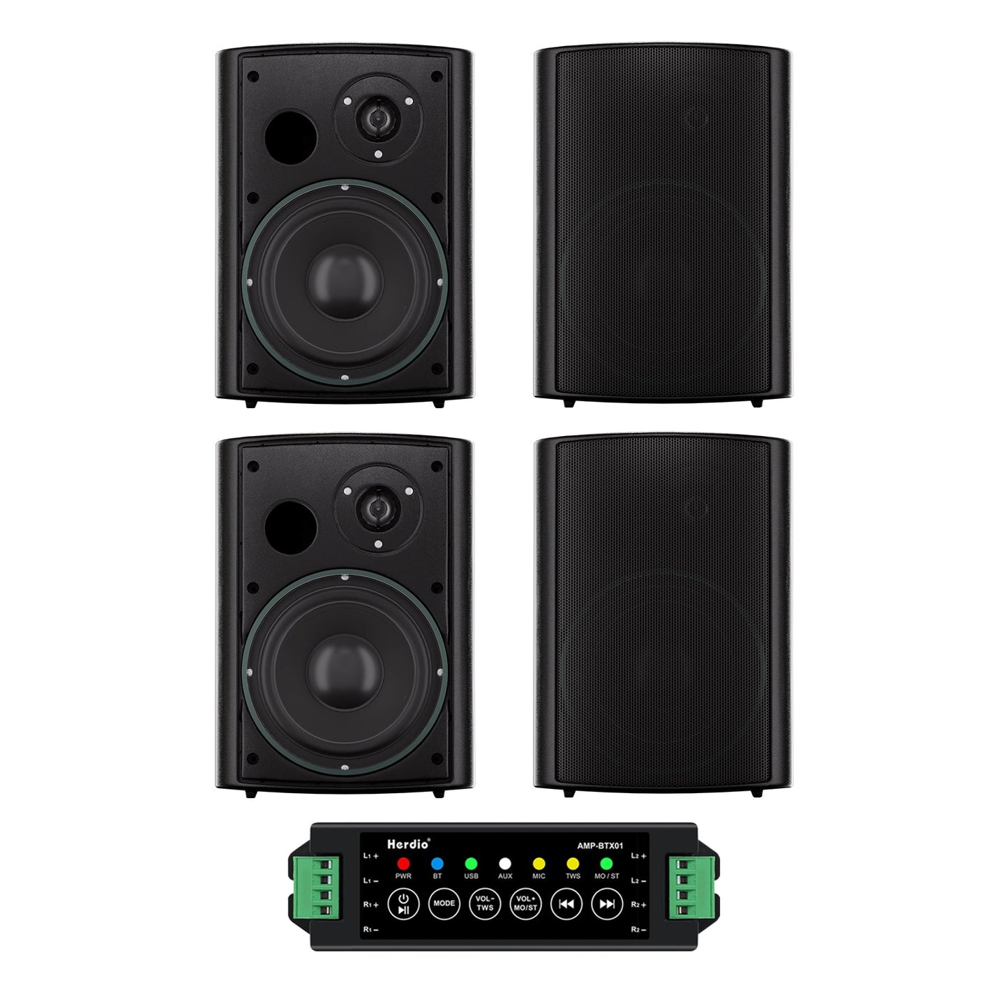 Herdio 6.5" Bluetooth Speakers Outdoor 800 Watts Powerful Sound