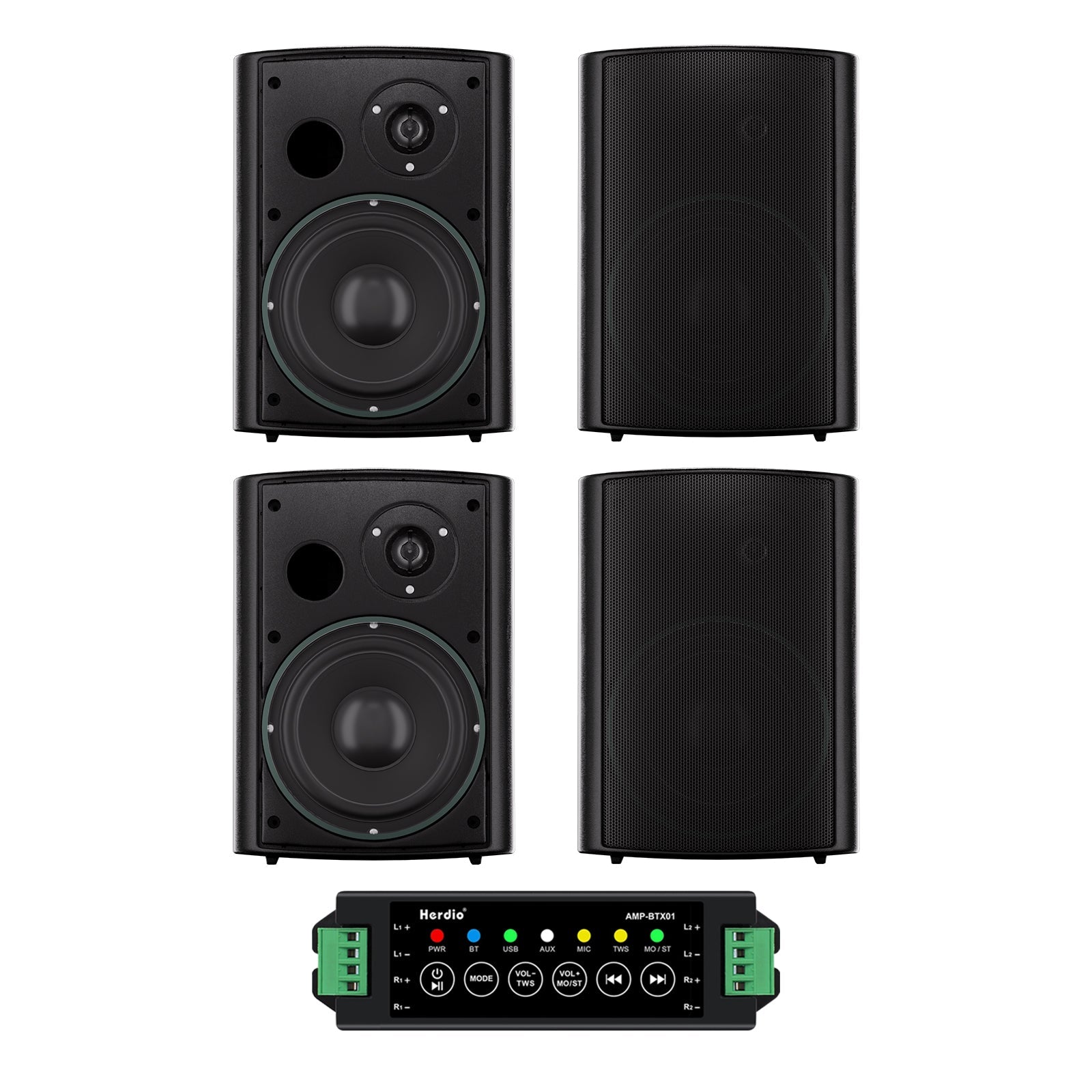 Herdio 6.5" Bluetooth Speakers Outdoor 800 Watts Powerful Sound