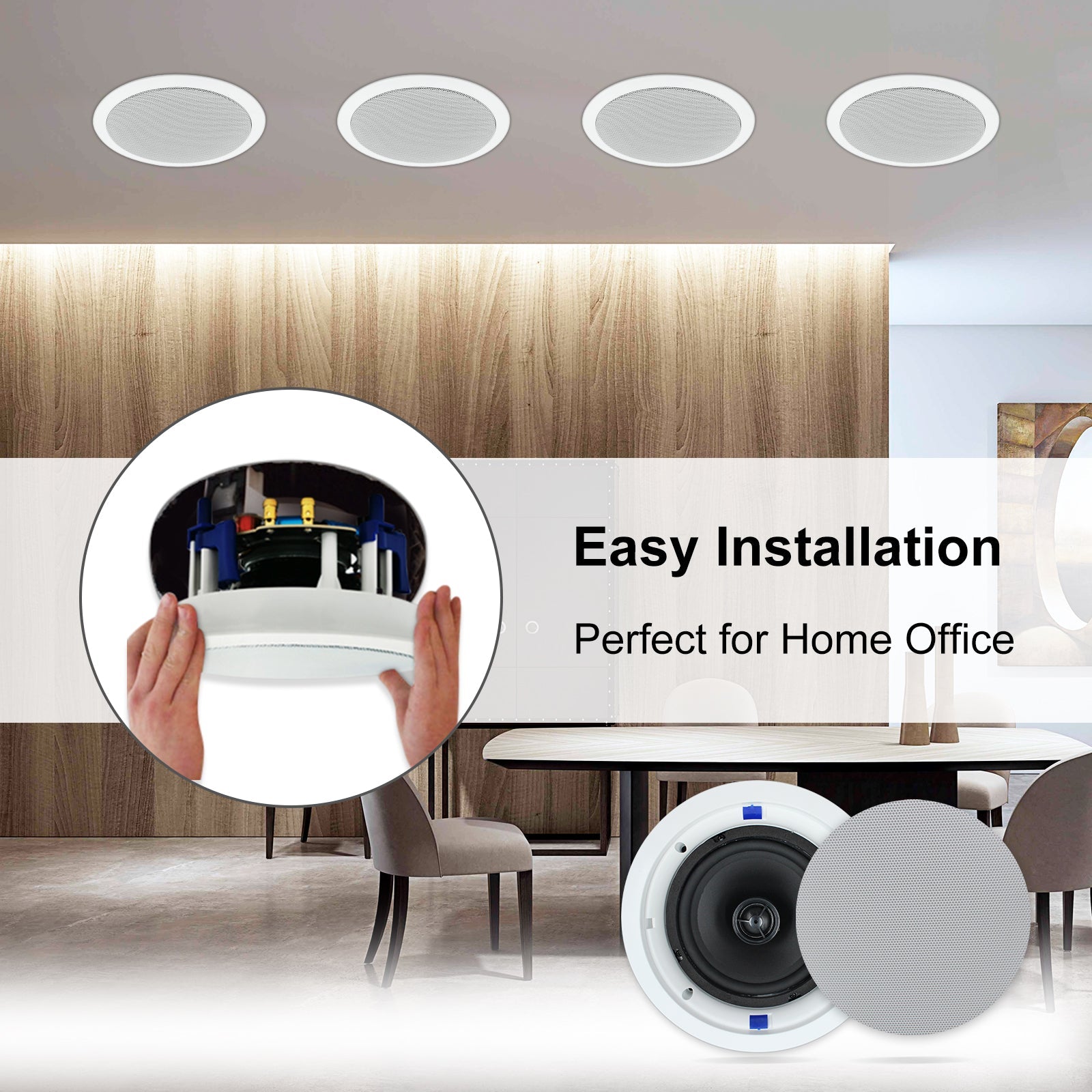 Herdio 6.5" In-Ceiling Bluetooth Speakers 640 Watts Wired Sound System
