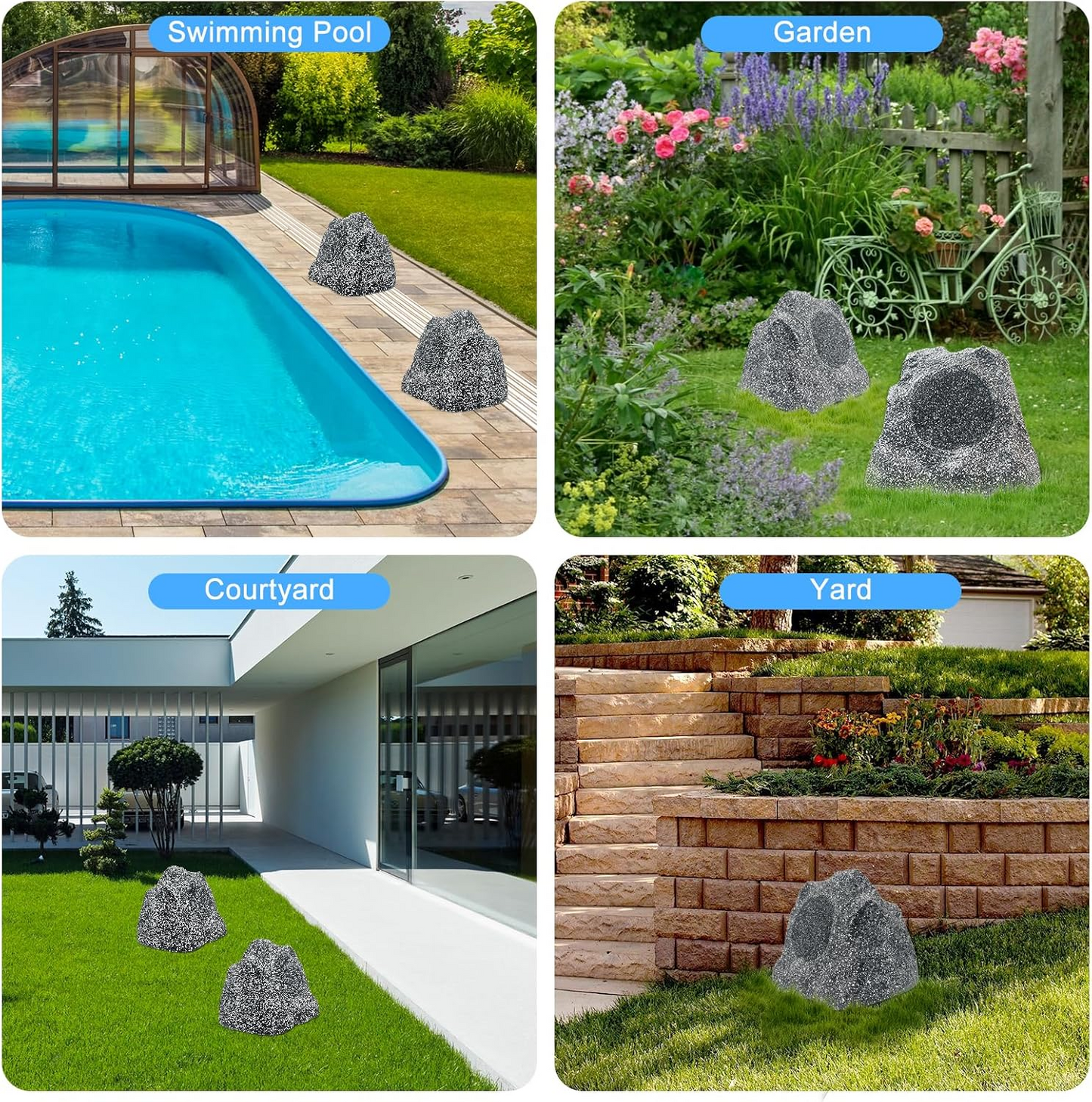 Masteronly 8" Rock Speakers 600 Watts Outdoor Waterproof Powerful Audio Performance