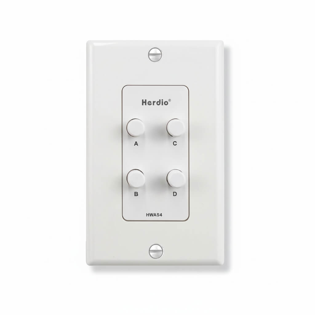 Masteronly 4-Channel In-Wall Speaker Selector Switch - 120W Multi-Room Audio Controller