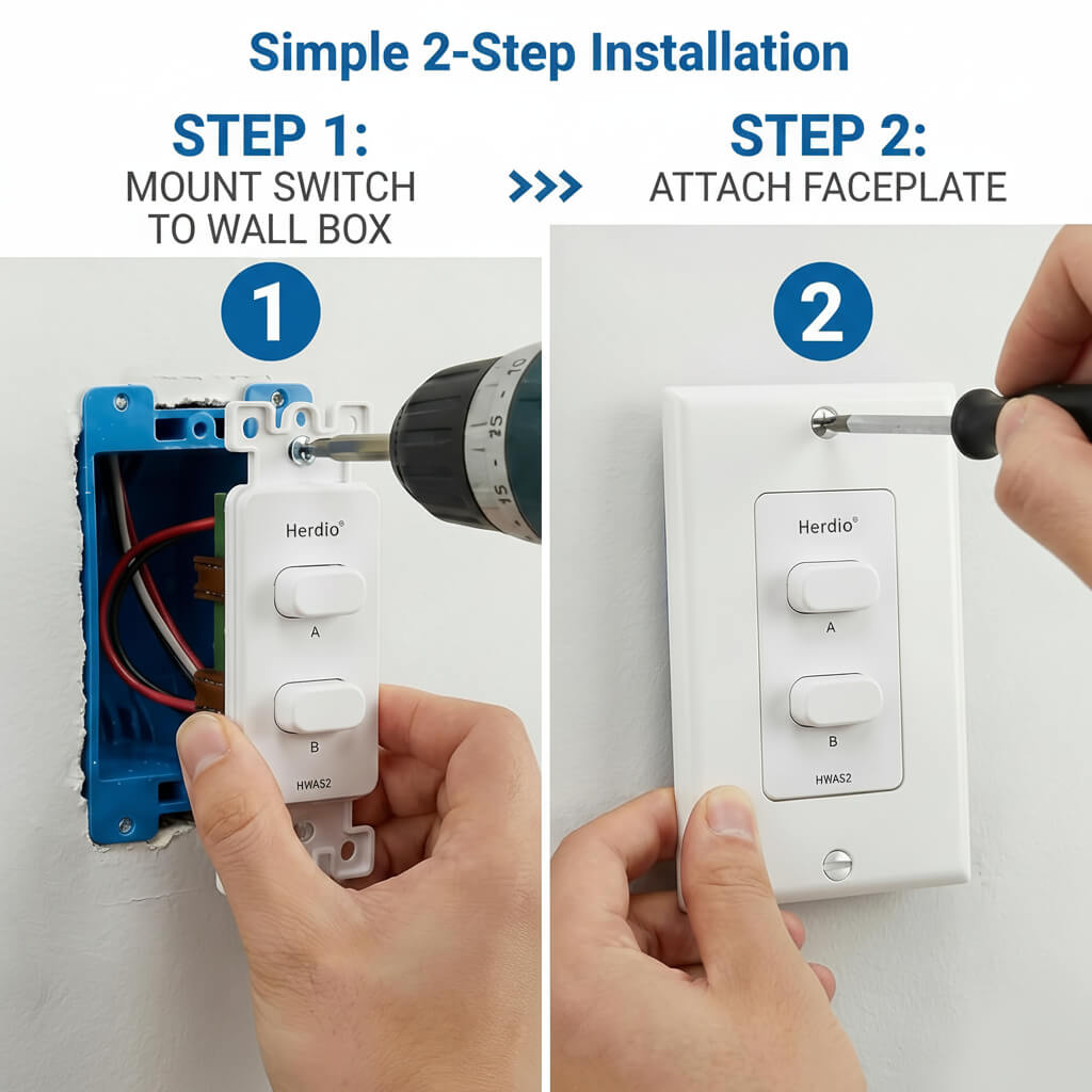 Masteronly 2-Channel In-Wall Speaker Selector Switch - 120W Volume Controller