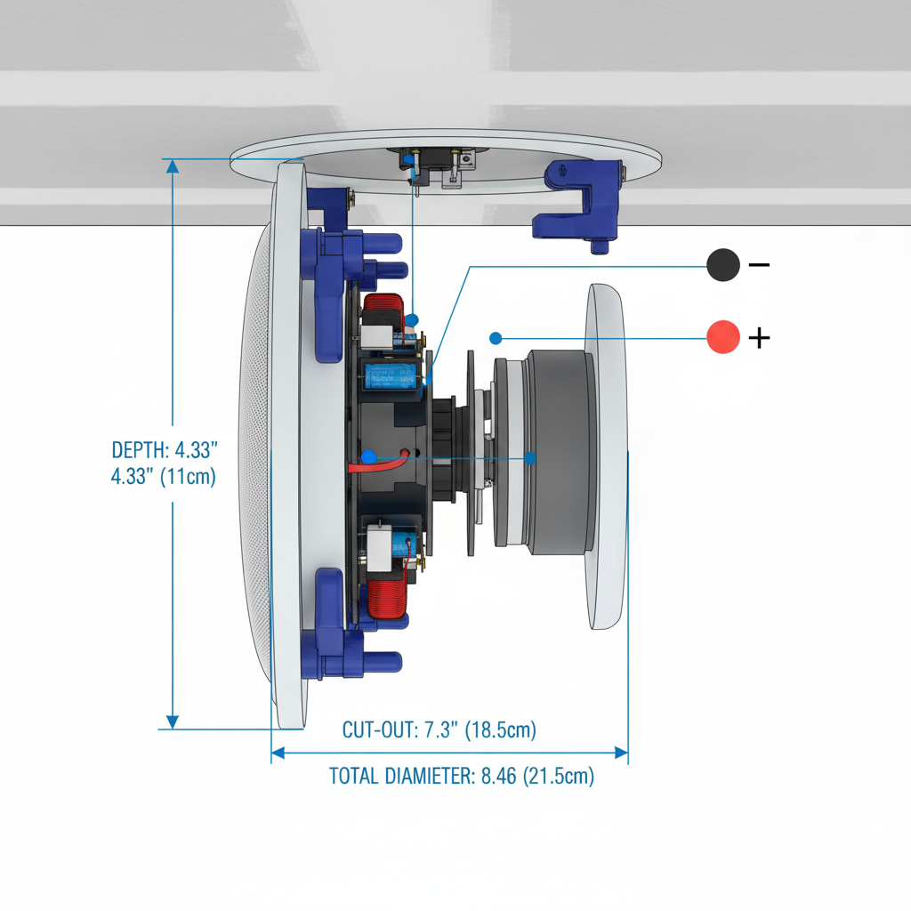  Herdio ceiling speaker installation dimensions - cutout size diagram and mounting specifications for contractors