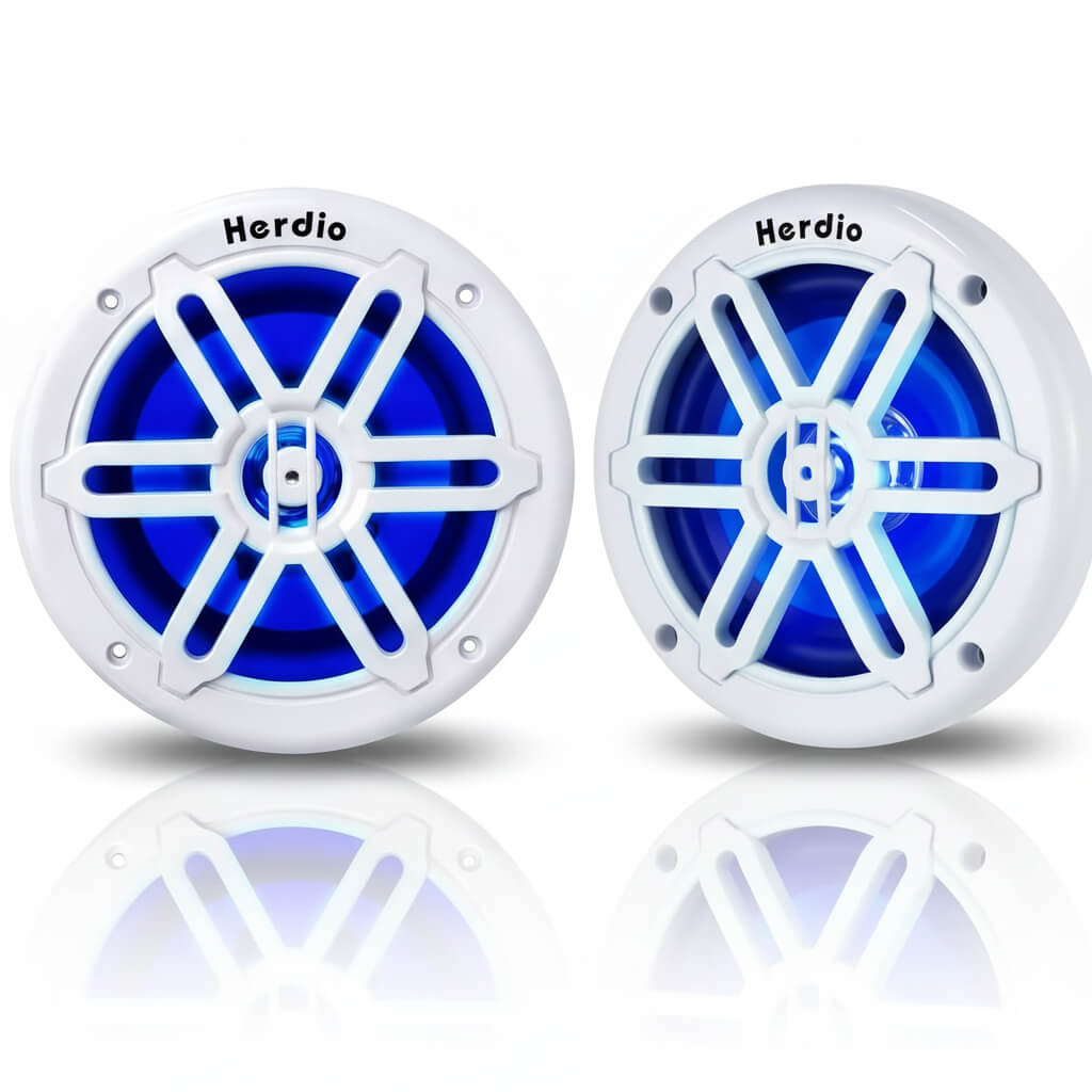 Masteronly 5.25" Marine Speakers 250W - IP66 Waterproof with Blue LED Lights (Pair)