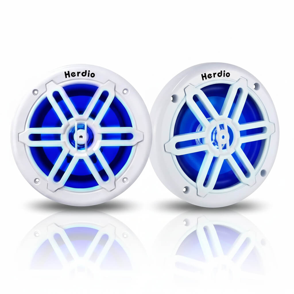Masteronly 6.5" Marine Speakers 350W - IP66 Waterproof with Blue LED Lights (Pair)