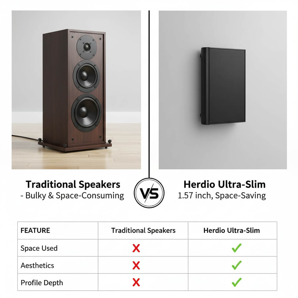 Masteronly 5.25" Ultra-Slim Wall Mount Speakers - 240W Home Theater Speakers (Pair)