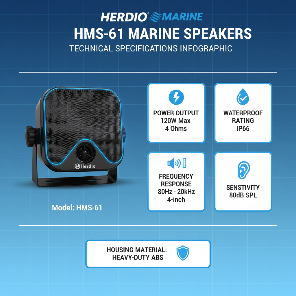 HMS-61 marine speaker technical specifications 120W 4 ohm IP66 waterproof rating
