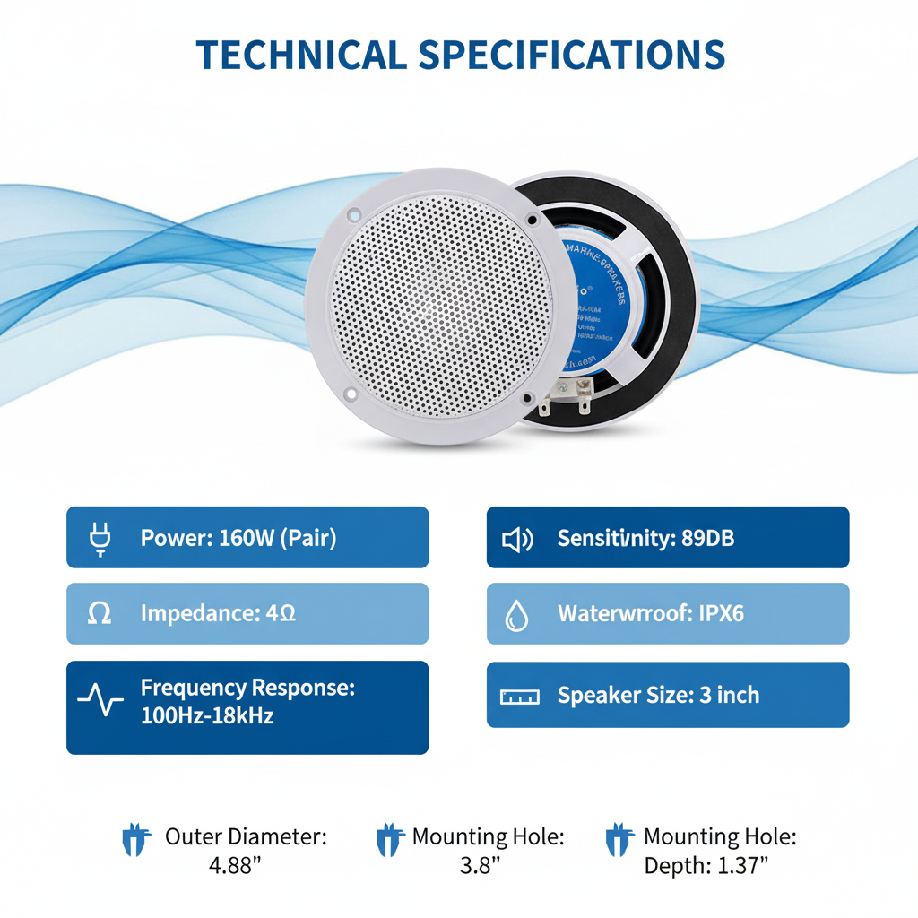  Herdio 4 inch marine speakers technical specifications and performance parameters