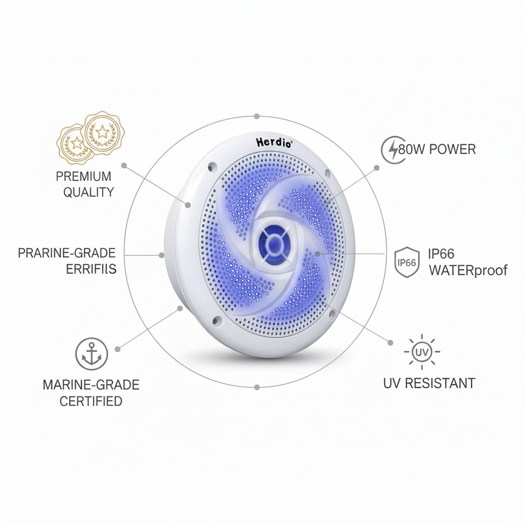 IP66 waterproof certification badge for Herdio marine speakers